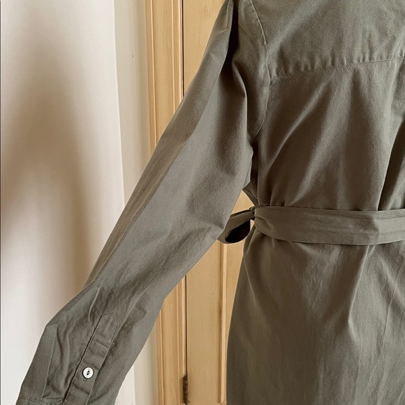 ABERCROMBIE & FITCH Career Preppy 100% Cotton Olive Long SLV Belted Shirtdress M - Picture 6 of 16